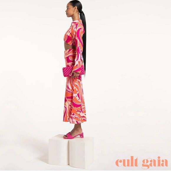 CULT GAIA **NWT** Laith Midi Skirt in Persian Paisley Rose - Fuchsia - Picture 4 of 14